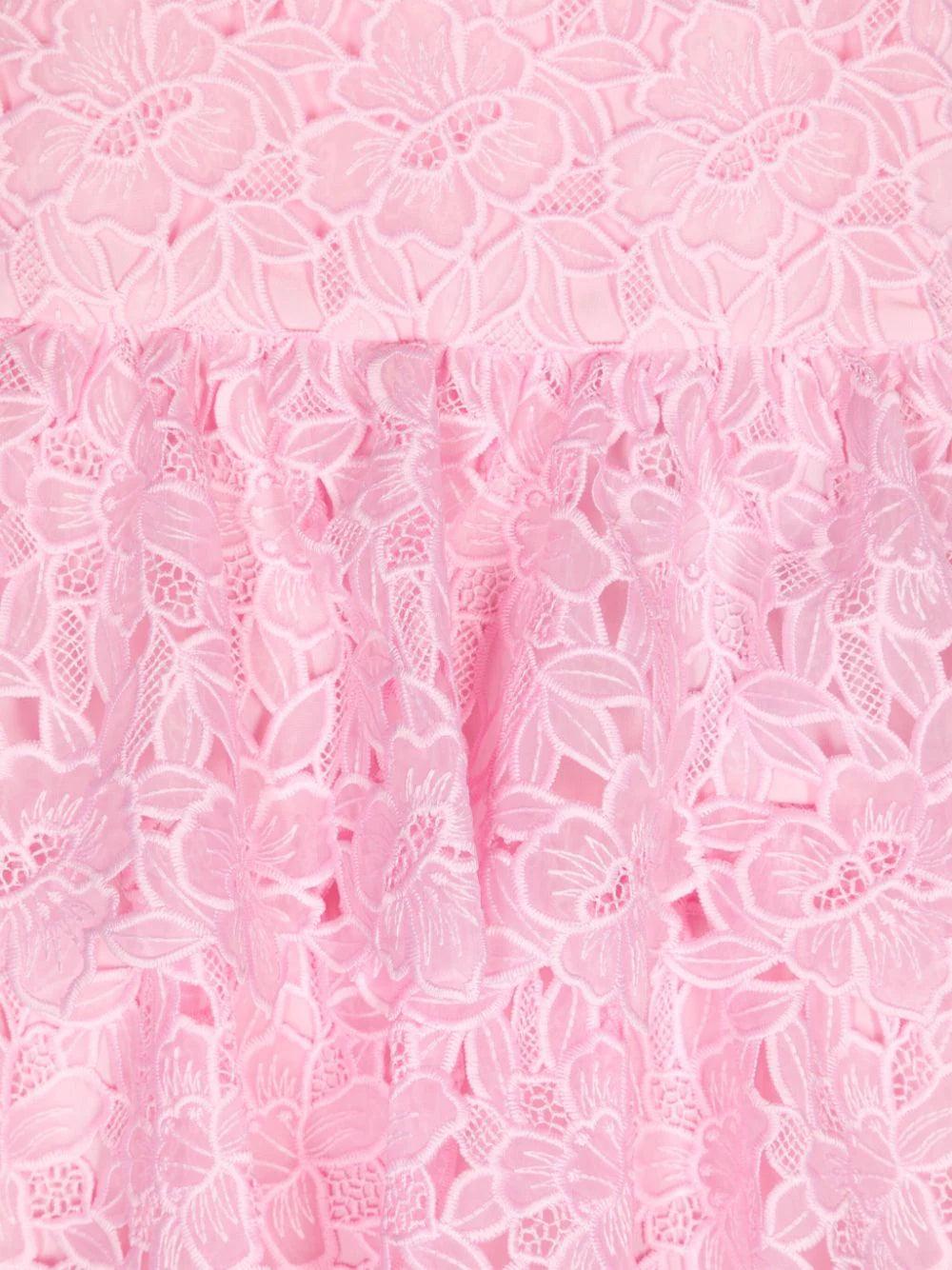 SELF PORTRAIT Kids Pink organza lace midi dress Officina