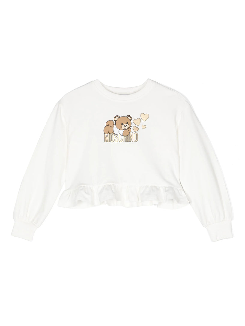 Moschino Kids Sweatshirt with rouches and teddy bear print Promozione Limitata