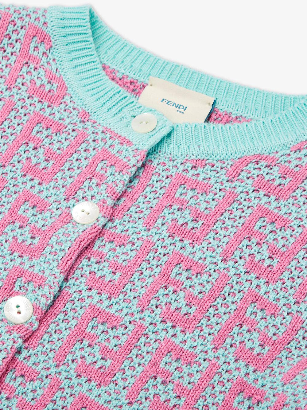 FENDI Kids Junior multicolor crochet cotton cardigan Affare Del Giorno