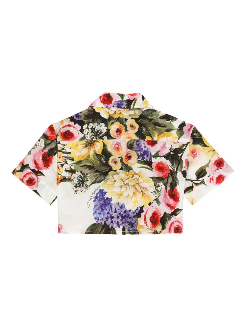 Dolce & Gabbana Kids Garden-print poplin shirt Sottocosto