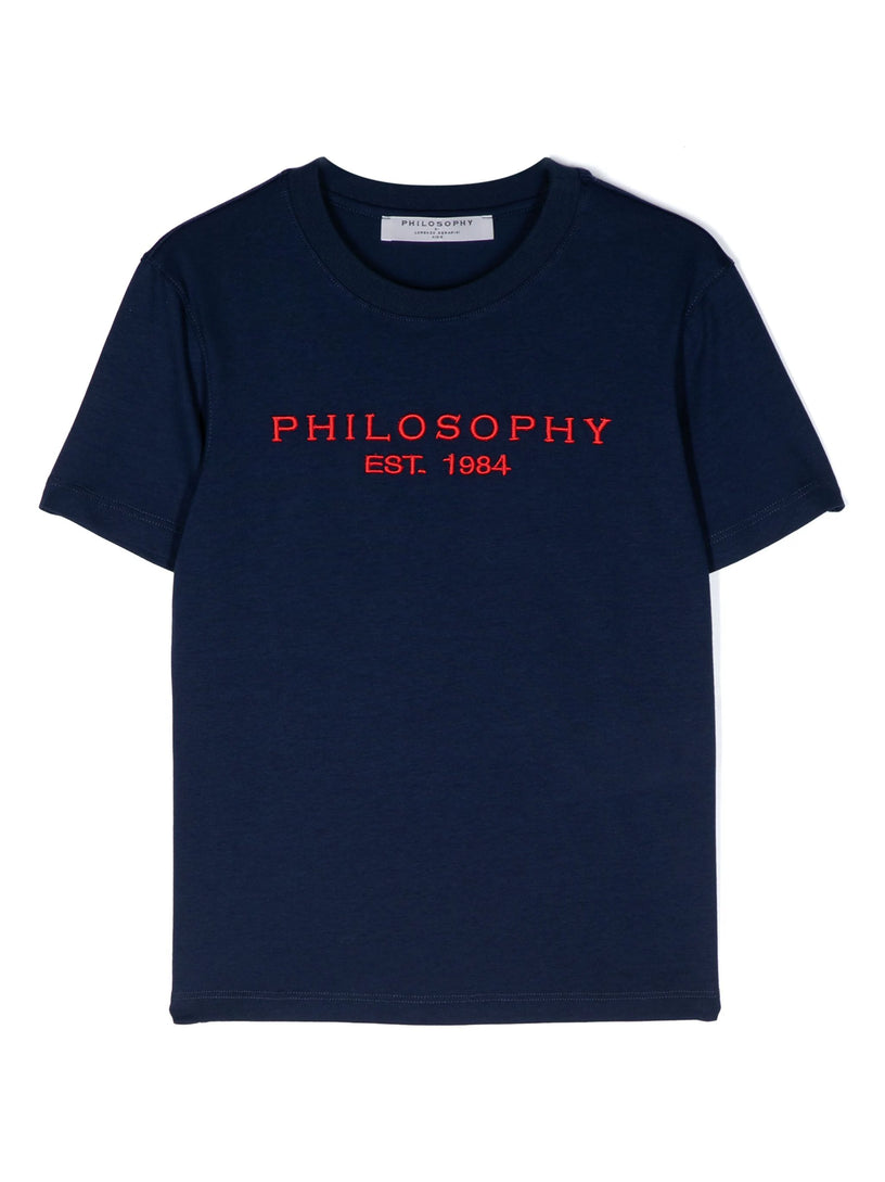 Philosophy Kids T-shirt with logo embroidery Saldi Di Fabbrica