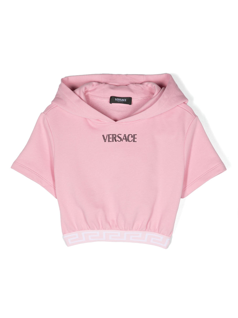 VERSACE Kids Hoodie with greca border and crystals Vendita calda