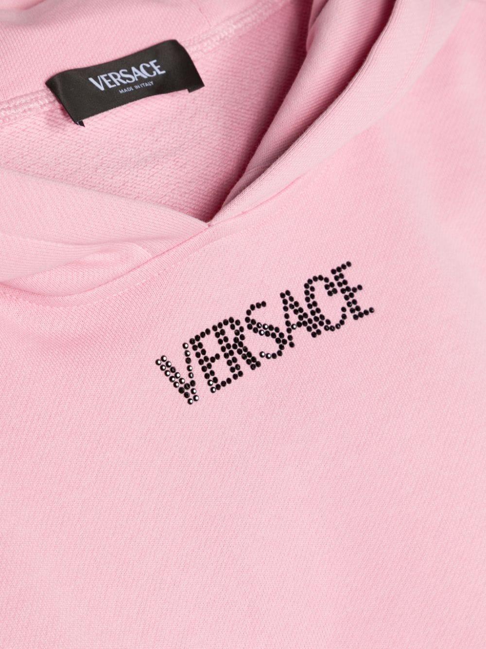 VERSACE Kids Hoodie with greca border and crystals Vendita calda
