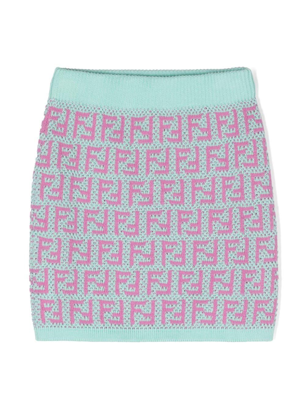 FENDI Kids Junior mini skirt in multicolor crochet cotton Fino al 65% di sconto