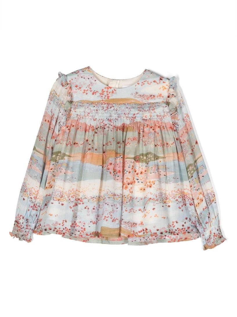 Chloé Kids Ceremony graphic-print blouse Sconti questo mese
