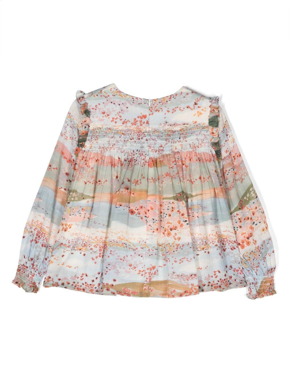 Chloé Kids Ceremony graphic-print blouse Sconti questo mese