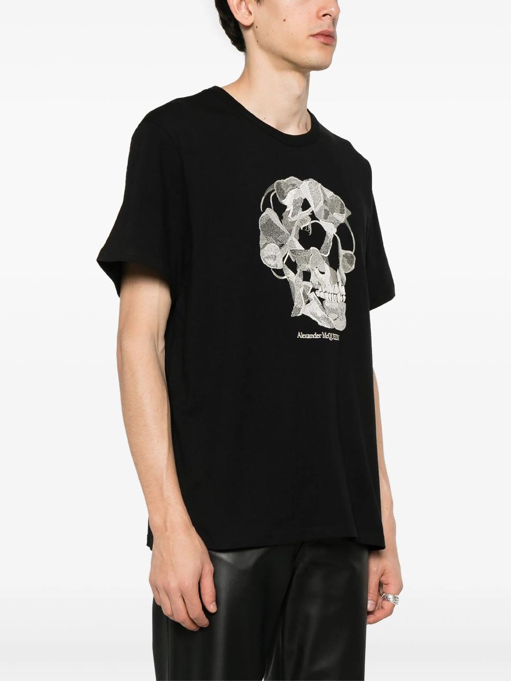Alexander McQueen Pressed flower skull t-shirt Sottocosto