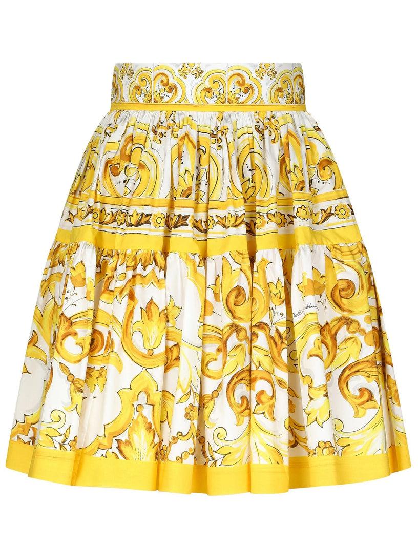Dolce & Gabbana Short circle skirt in majolica-print Sconti questo mese