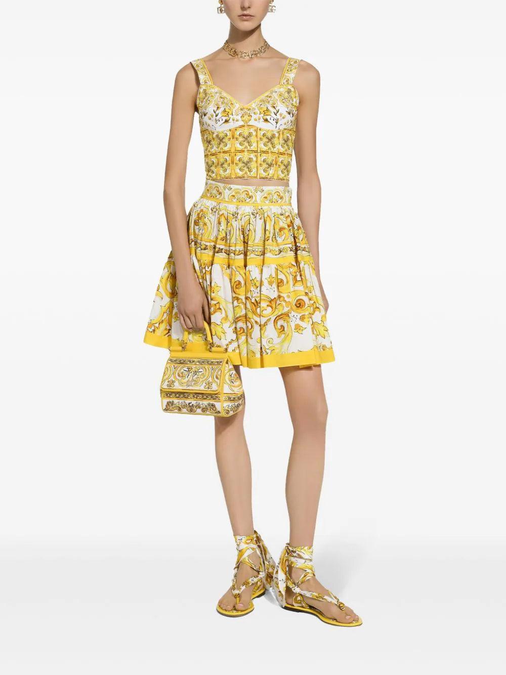 Dolce & Gabbana Short circle skirt in majolica-print Sconti questo mese