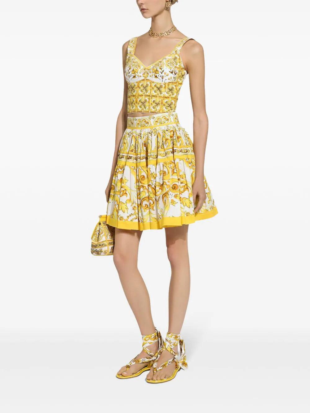Dolce & Gabbana Short circle skirt in majolica-print Sconti questo mese