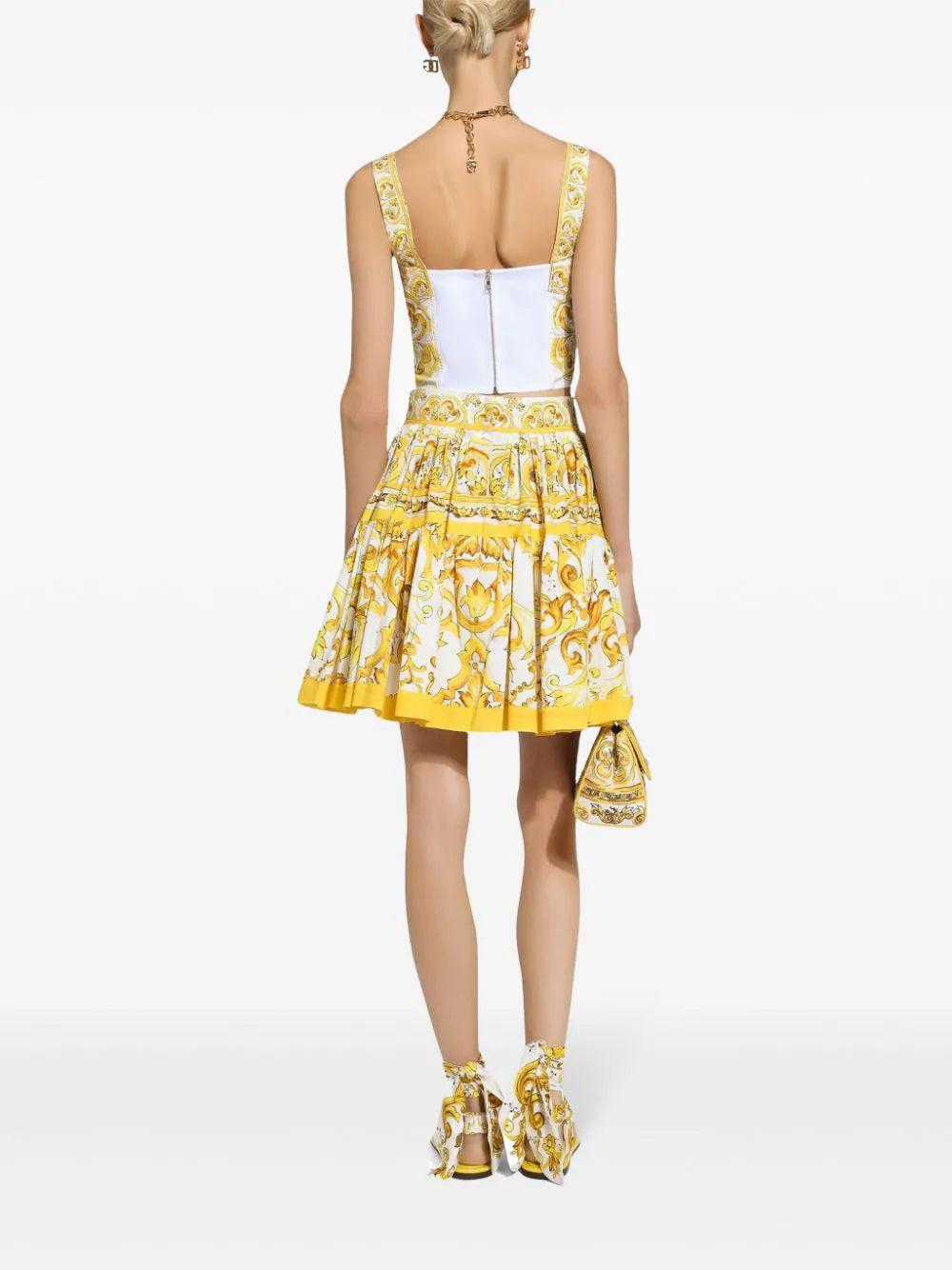 Dolce & Gabbana Short circle skirt in majolica-print Sconti questo mese