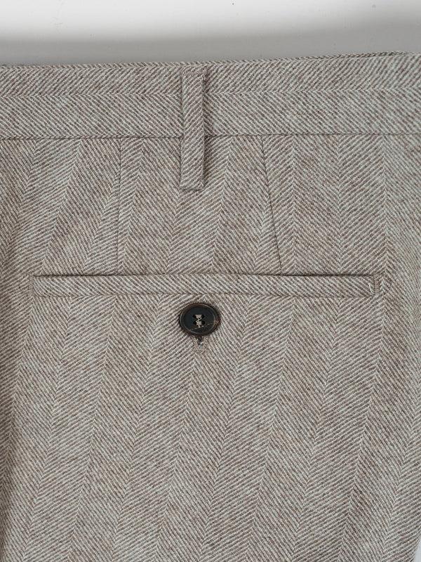 Rota Winter Beige herringbone flannel trousers Comprare a buon mercato
