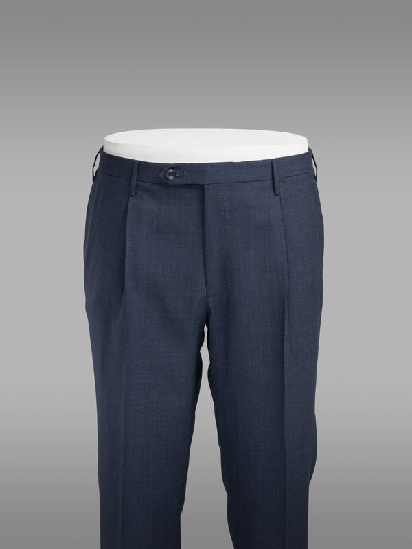Rota Summer Dark blue pair of regular fit two ply wool trousers Offerte