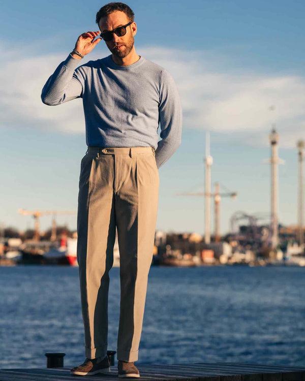 Rota Winter Light beige pair of regular fit cotton stretch trousers Fino Al -60%