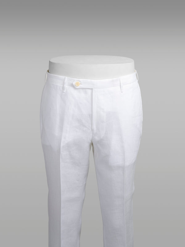 Rota Summer White pair of regular fit linen trousers In Vendita