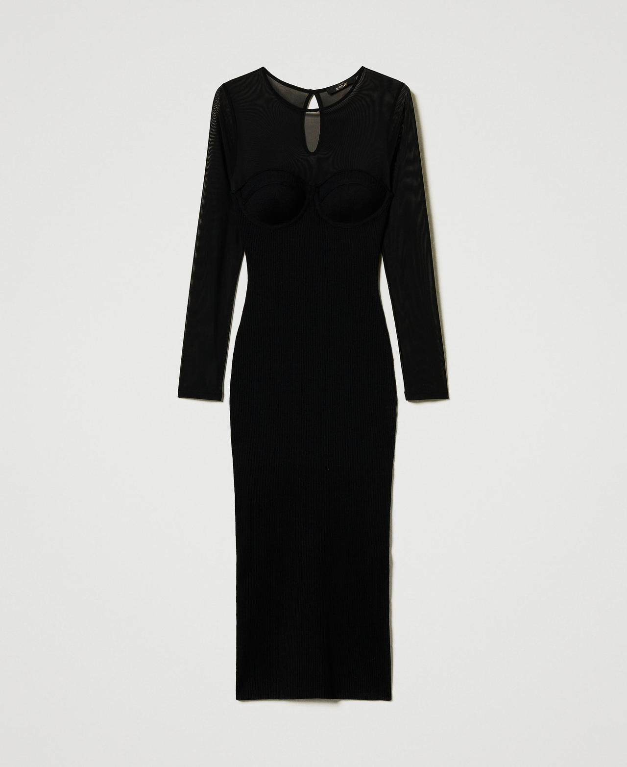 ﻿Scee by twin set Abito longuette in maglia con tulle