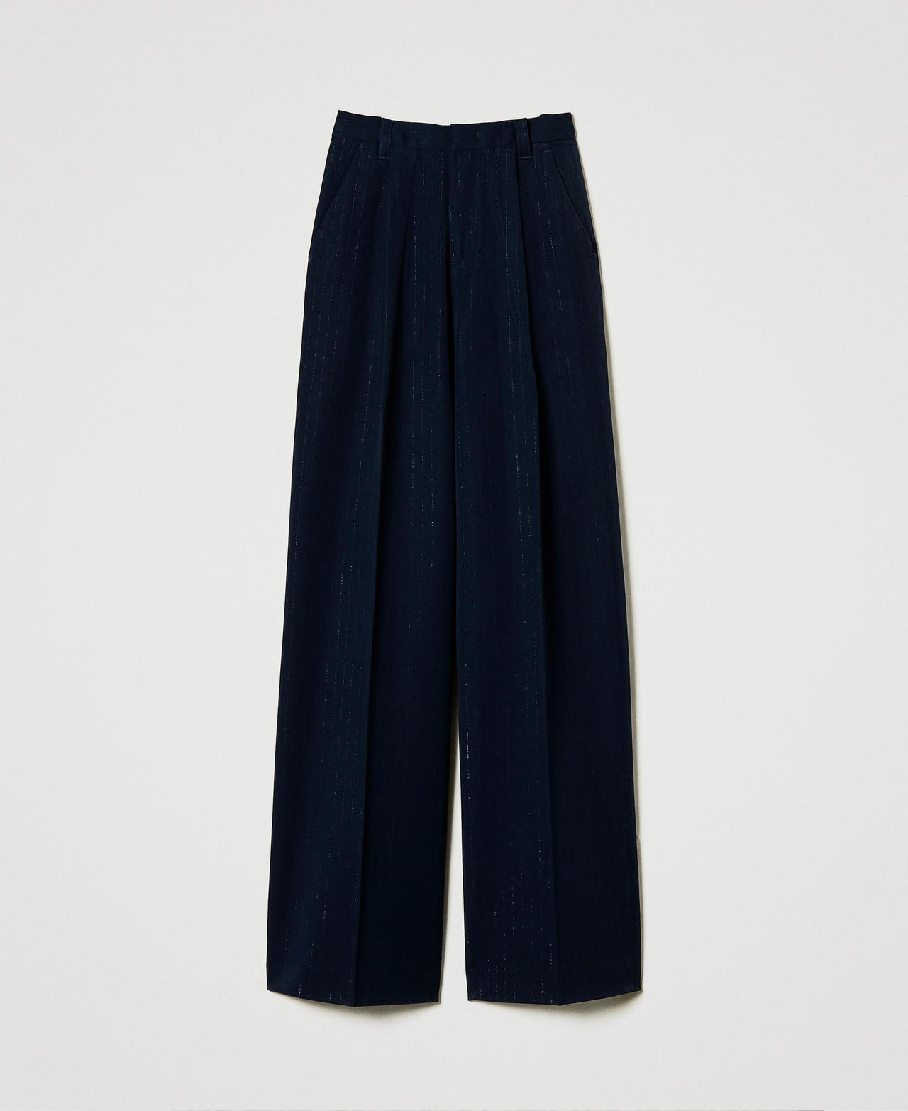 Scee by twin set Pantaloni wide leg gessati lurex
