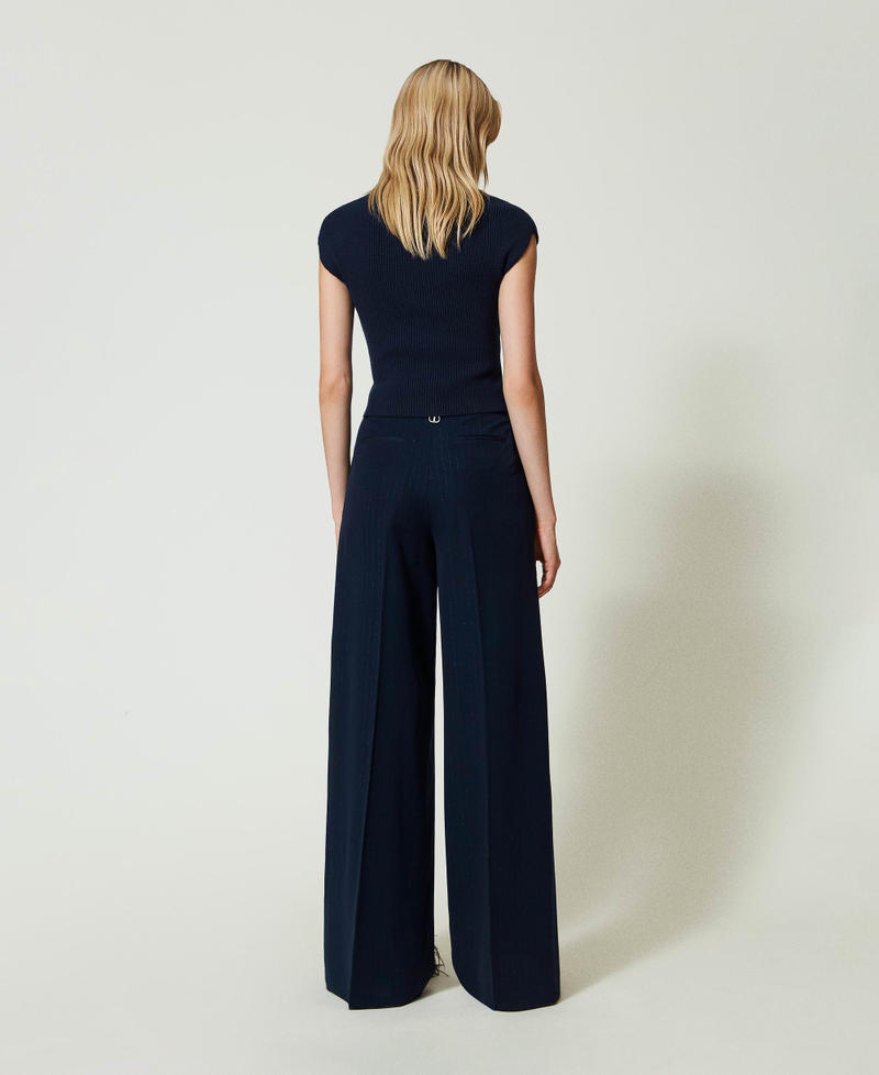 Scee by twin set Pantaloni wide leg gessati lurex In Saldo