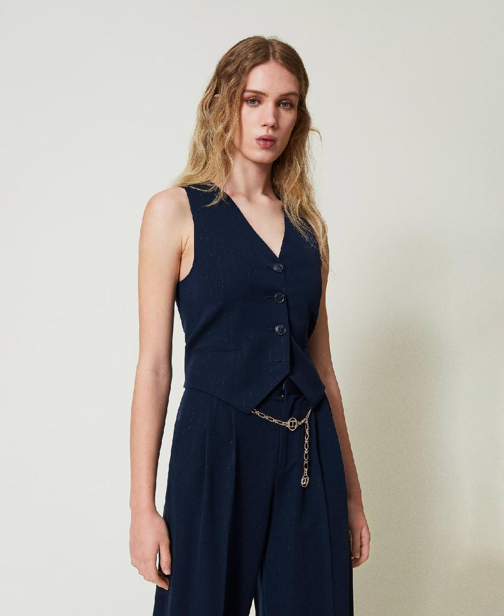 Scee by twin set Gilet fitted gessato lurex Pezzi Unici