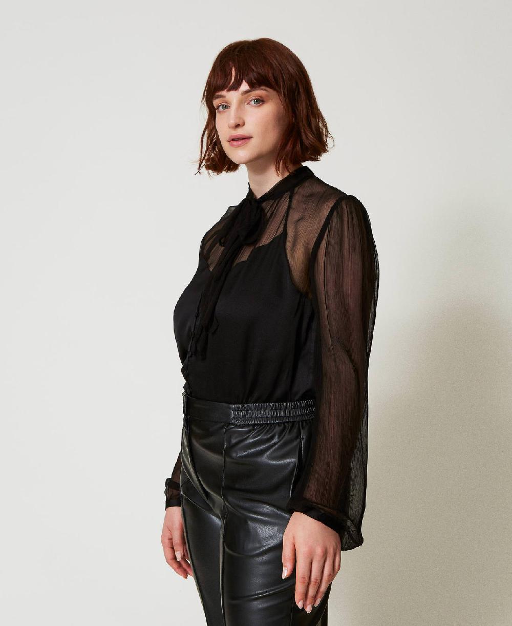 Scee by twin set Camicia in raso e chiffon Soddisfazione Garantita