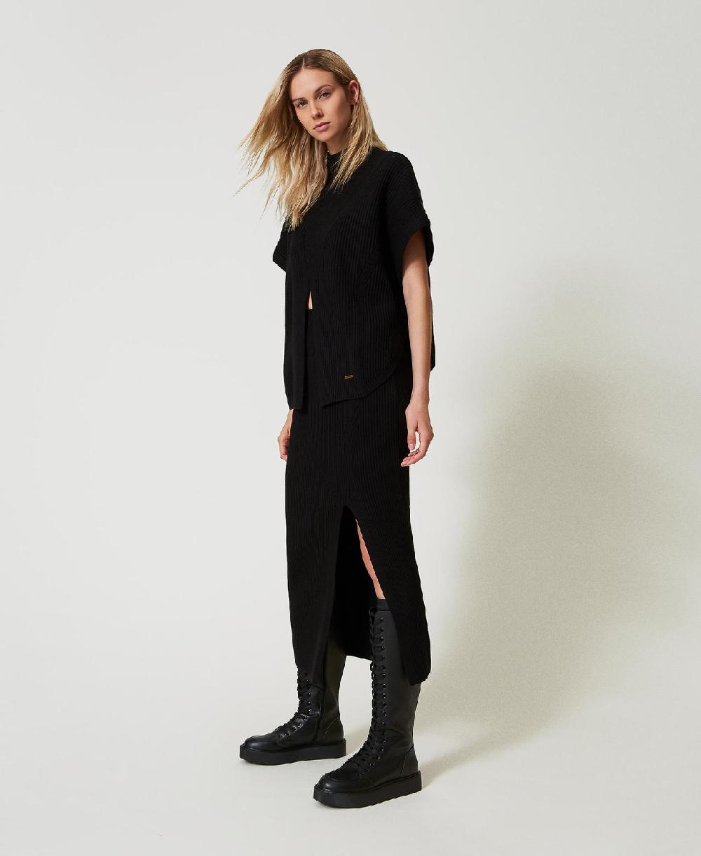 Scee by twin set Gonna longuette in maglia a costine Acquista Ora