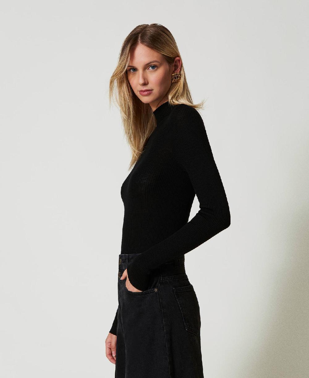 Scee by twin set Maglia lupetto seamless in lana Promozione Limitata