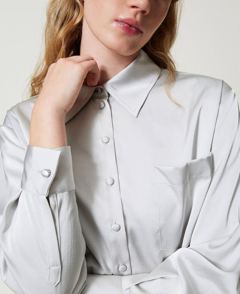 Scee by twin set Camicia in raso con bottone gioiello Fino Al -60%