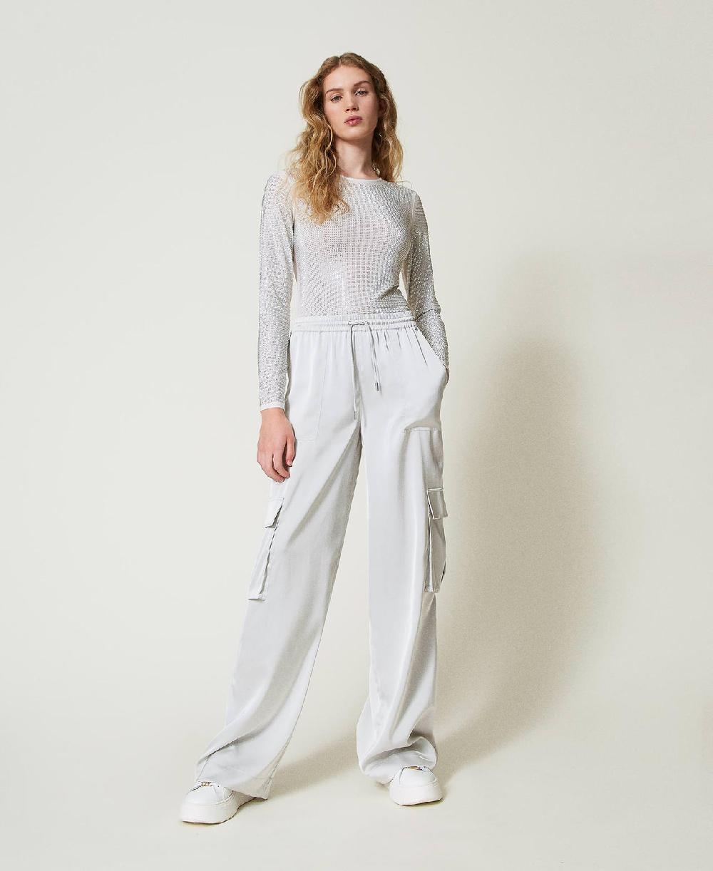 Scee by twin set Pantaloni cargo in raso Shopping Online