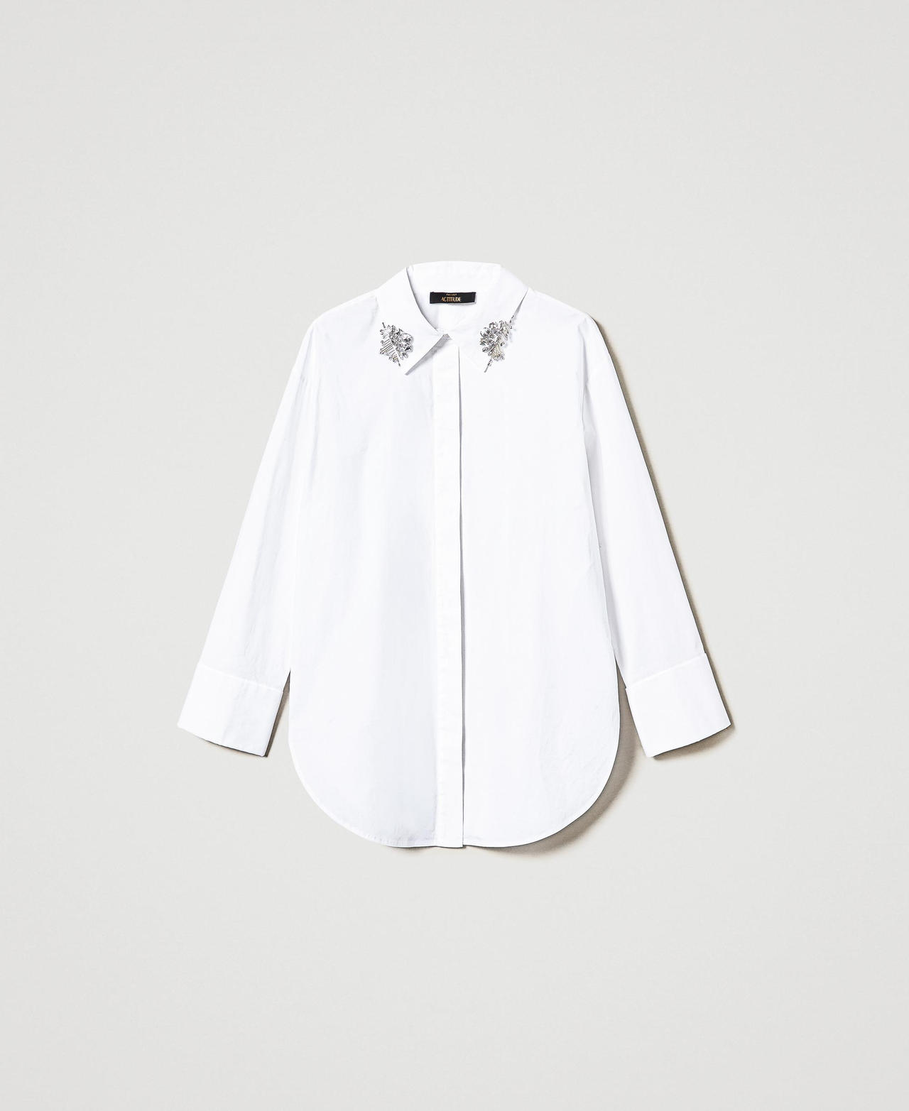 Scee by twin set Camicia over in popeline con ricami