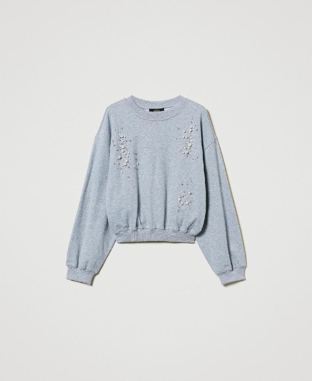 Scee by twin set Felpa boxy con ricamo a mano