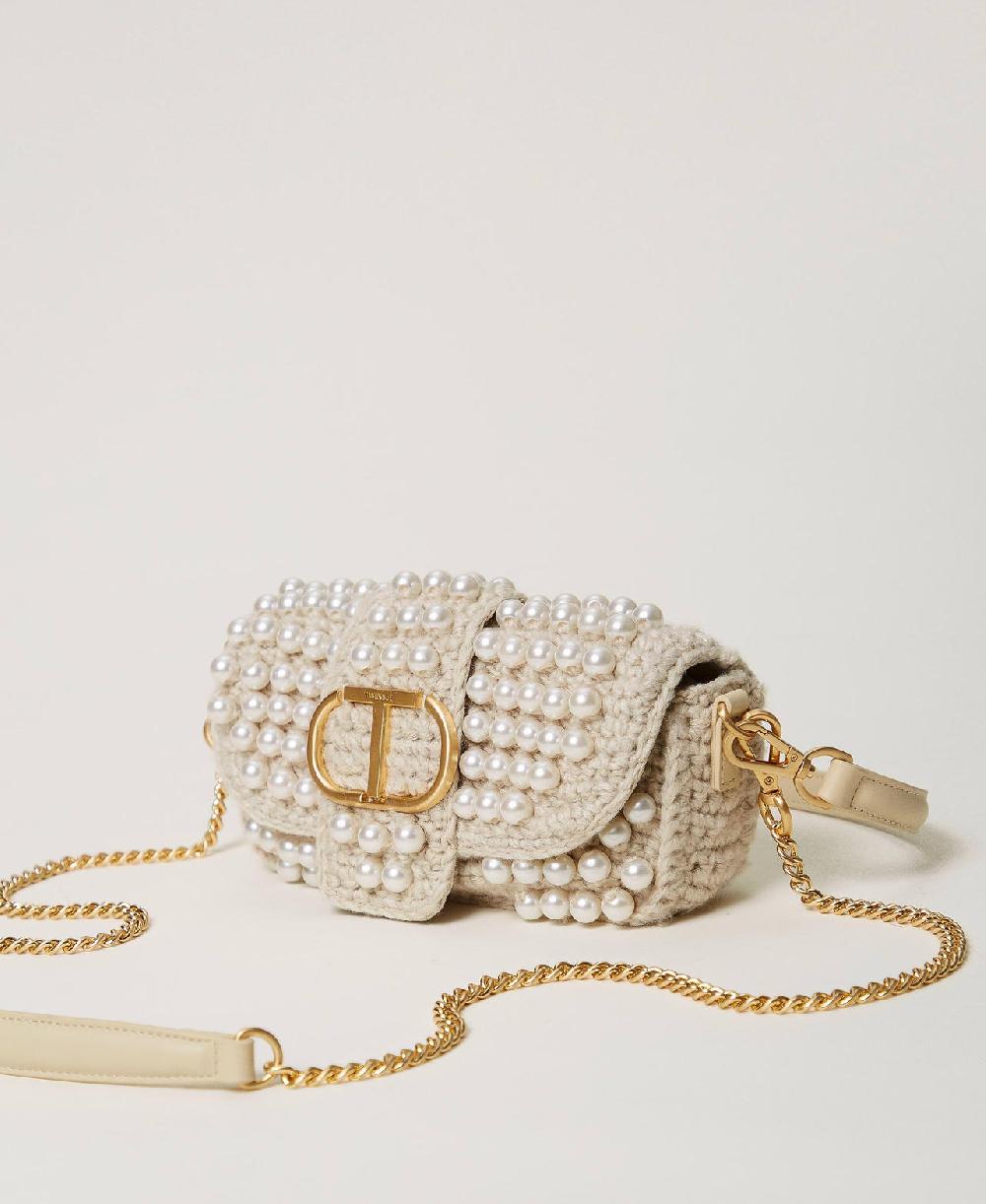 Scee by twin set Borsa a tracolla 'Amie' piccola crochet con perle I Più Venduti