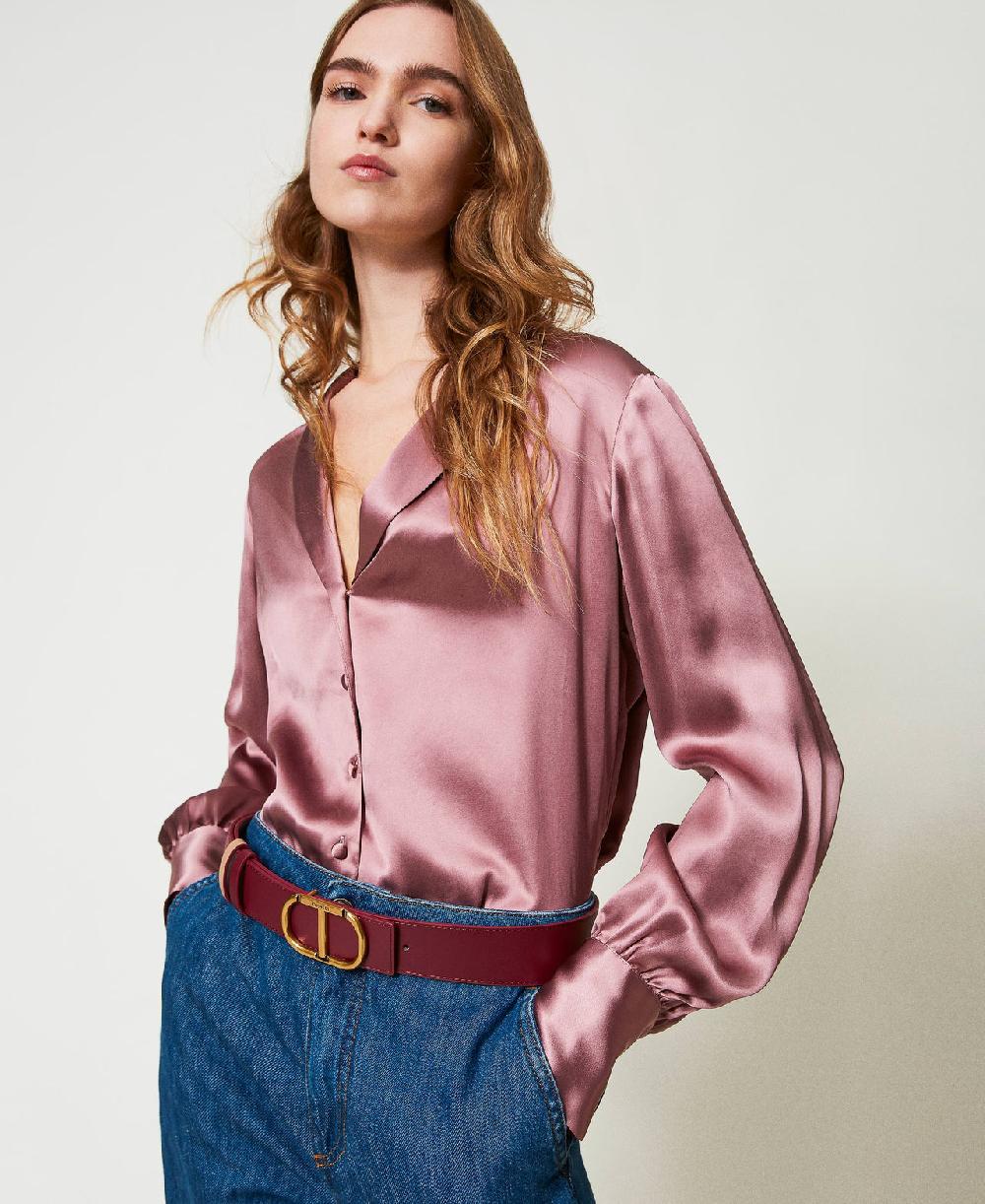 Scee by twin set Cintura reversibile in pelle con Oval T Pezzi Unici
