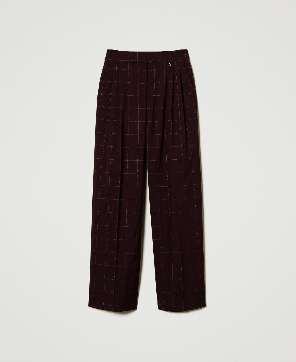 Scee by twin set Pantaloni a palazzo check con lurex In Vendita