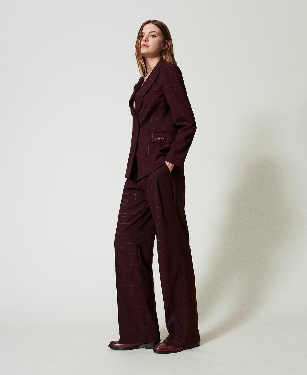 Scee by twin set Pantaloni a palazzo check con lurex In Vendita