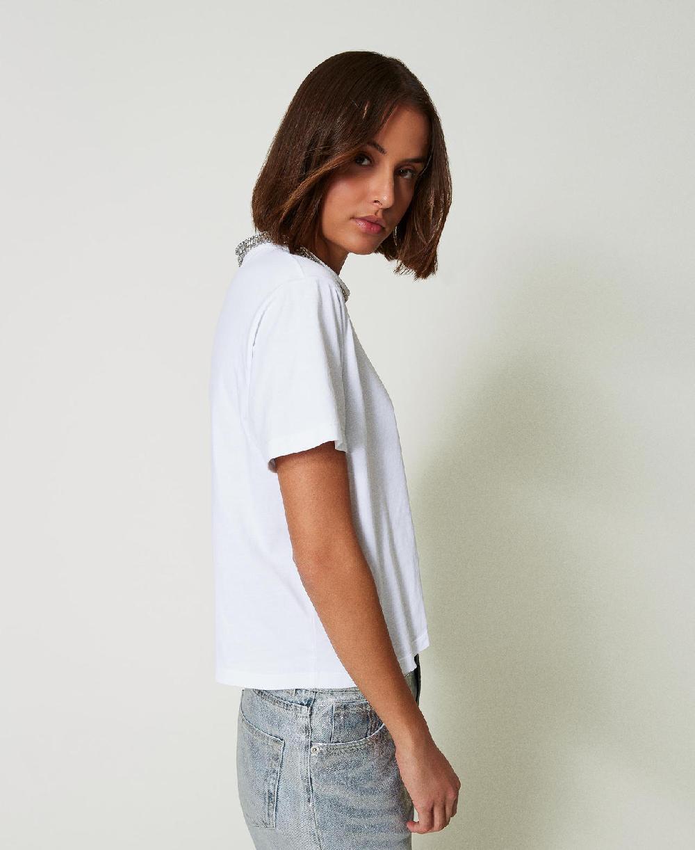 Scee by twin set T-shirt con ricamo a mano Vendita Calda
