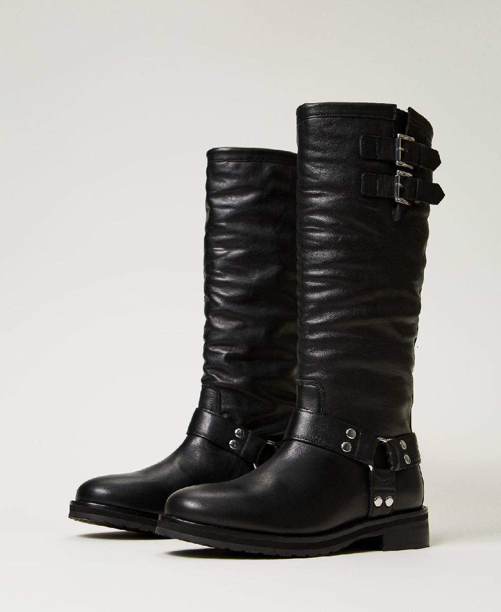 Scee by twin set Stivali biker 'Darcy' in pelle con cinturini Vendite Flash