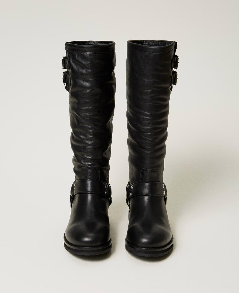 Scee by twin set Stivali biker 'Darcy' in pelle con cinturini Vendite Flash