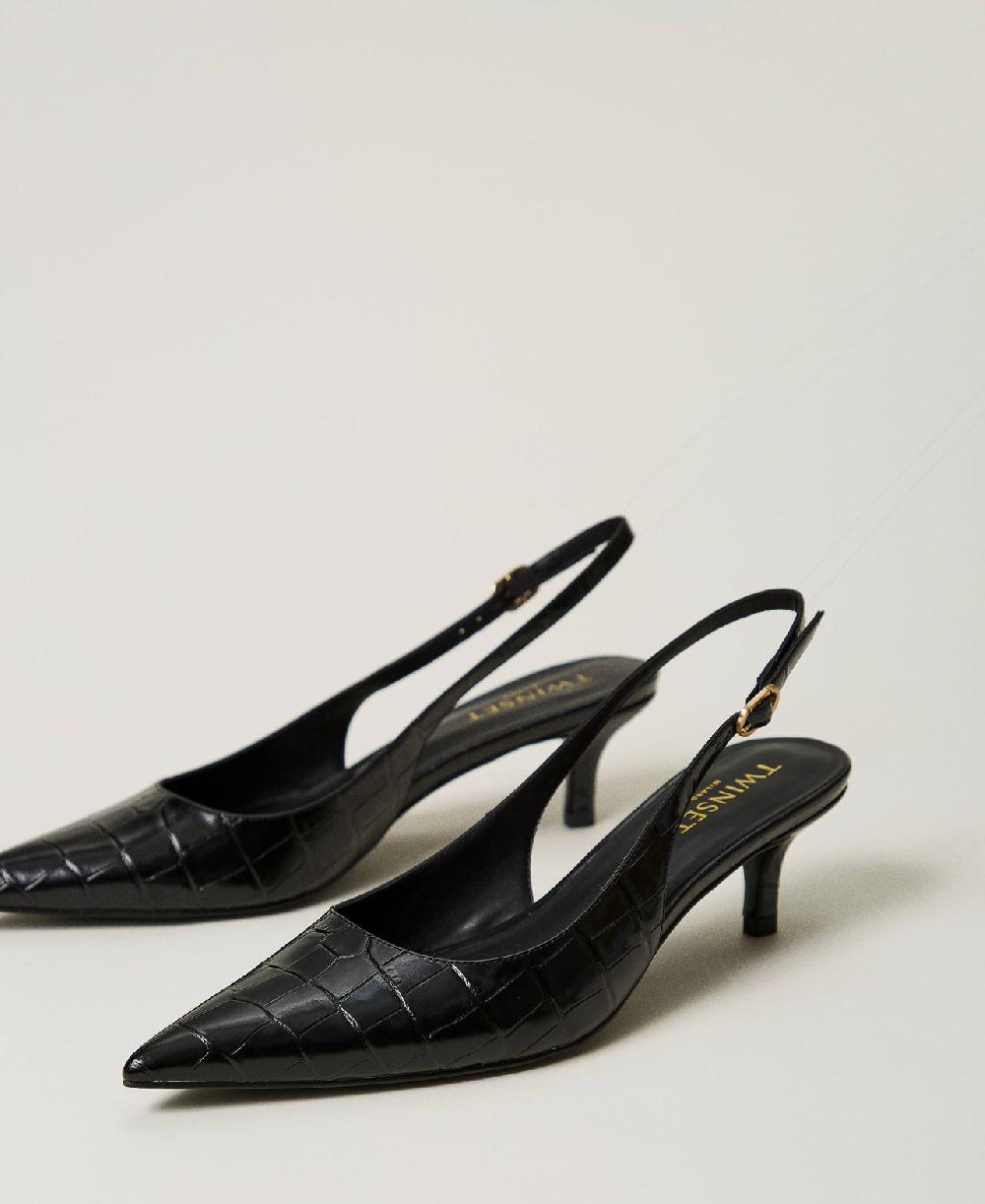 Scee by twin set Décolleté sling back a stampa cocco Italy