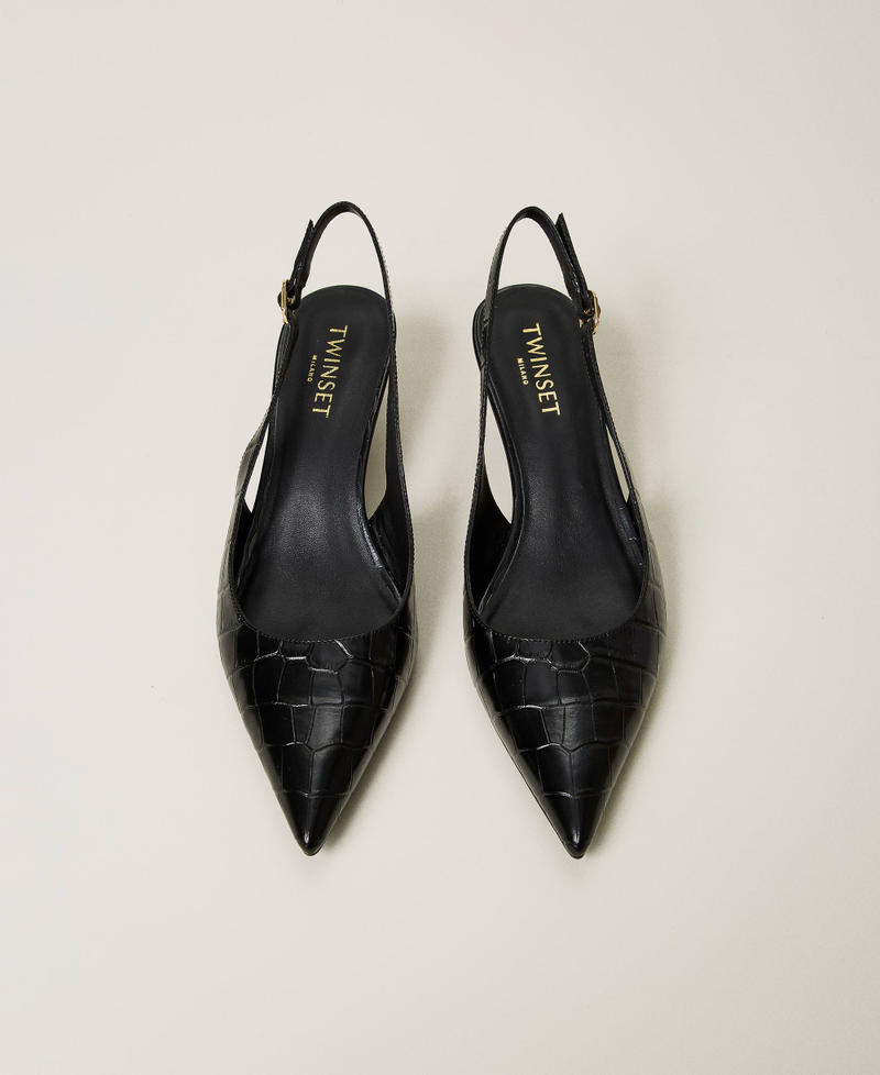Scee by twin set Décolleté sling back a stampa cocco Italy