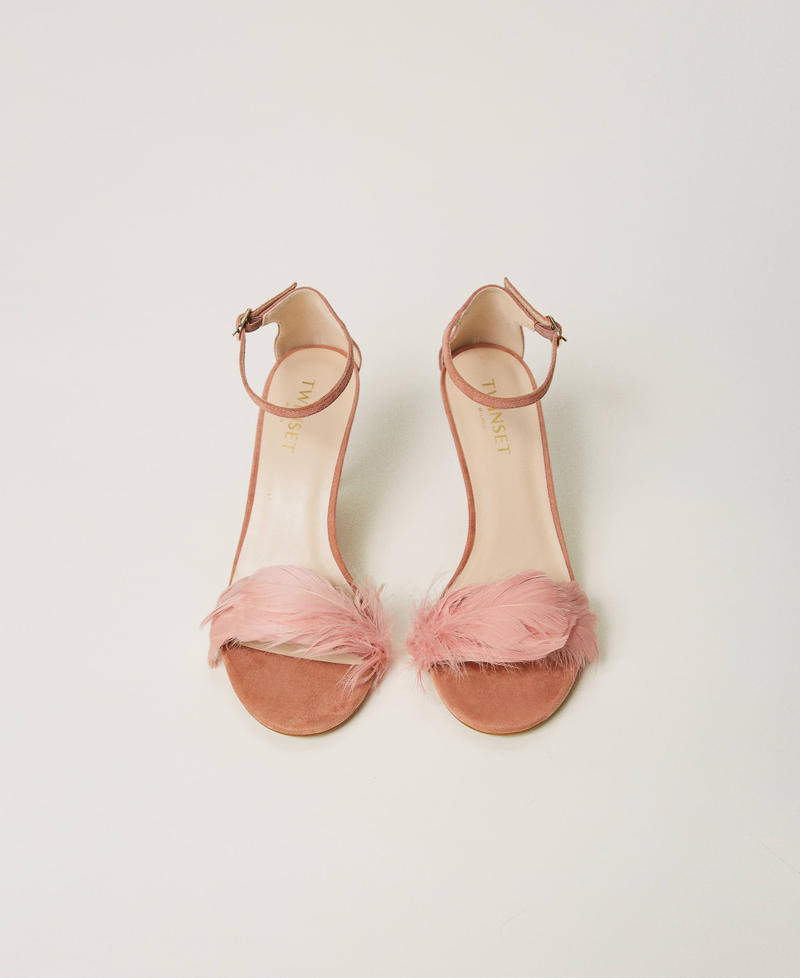 Scee by twin set Sandali in pelle con piume Soddisfazione Garantita