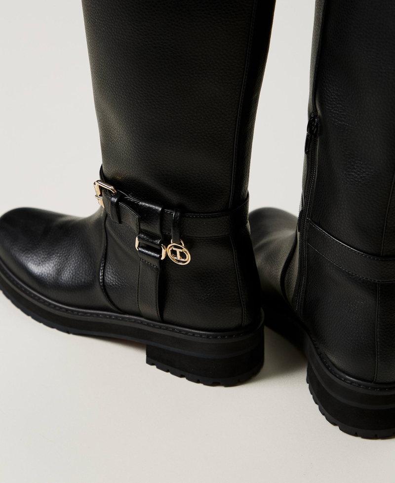 Scee by twin set Stivali biker in pelle con Oval T Qualità Garantita