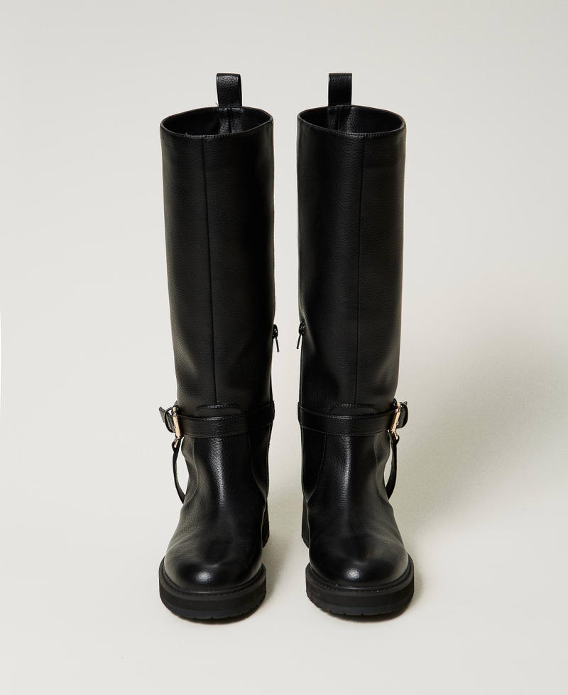 Scee by twin set Stivali biker in pelle con Oval T Qualità Garantita