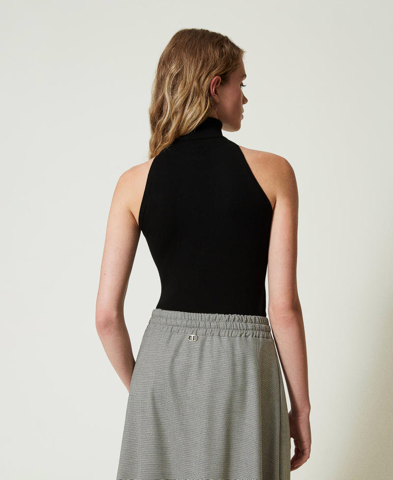 Scee by twin set Top halter fitted in maglia Consegna Veloce