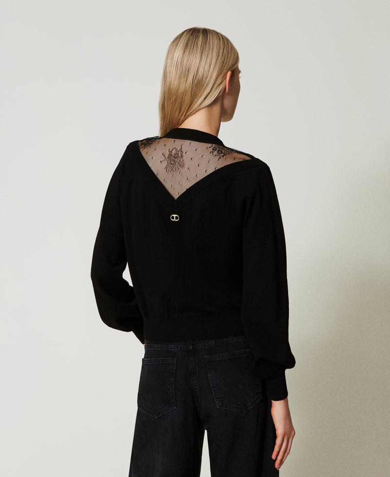 Scee by twin set Maglia con pizzo e fiocco Prezzo Ridotto