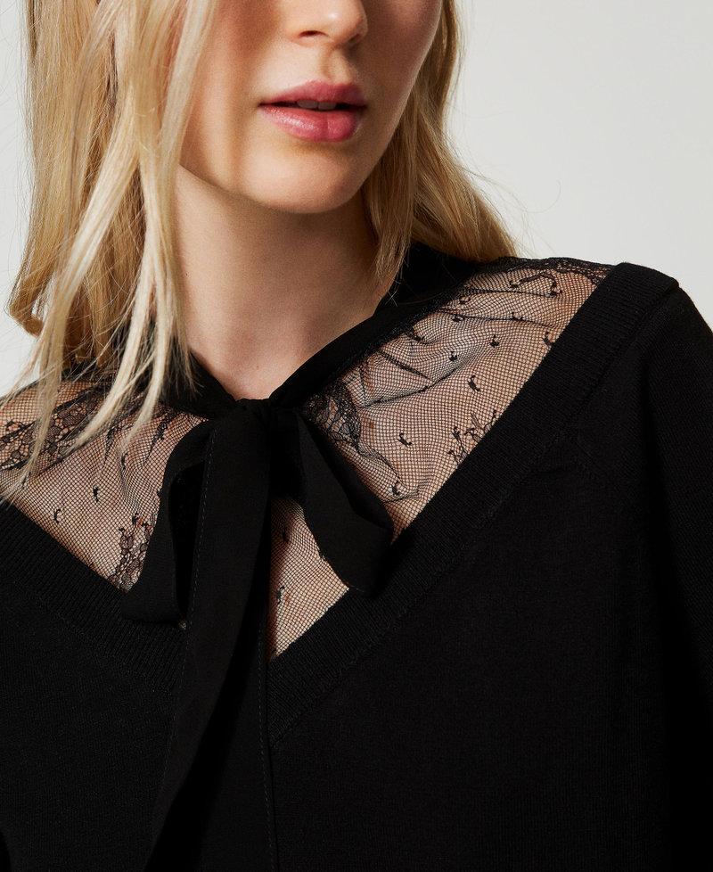 Scee by twin set Maglia con pizzo e fiocco Prezzo Ridotto
