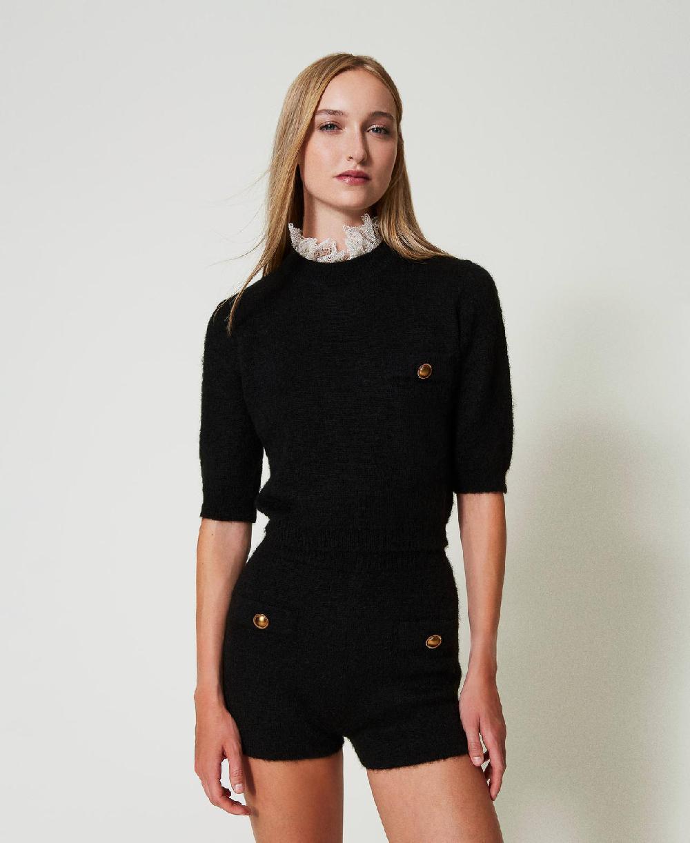 Scee by twin set Maglia 'Charlotte' in misto mohair con pizzo Sottocosto