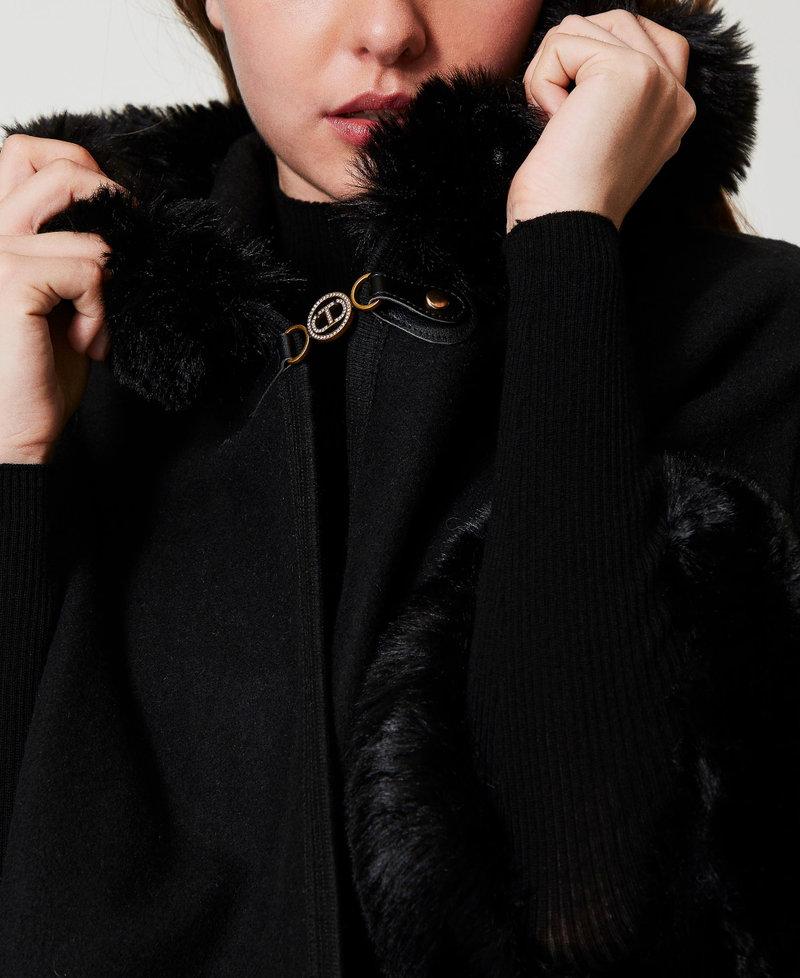 Scee by twin set Poncho in panno e faux fur Offerta