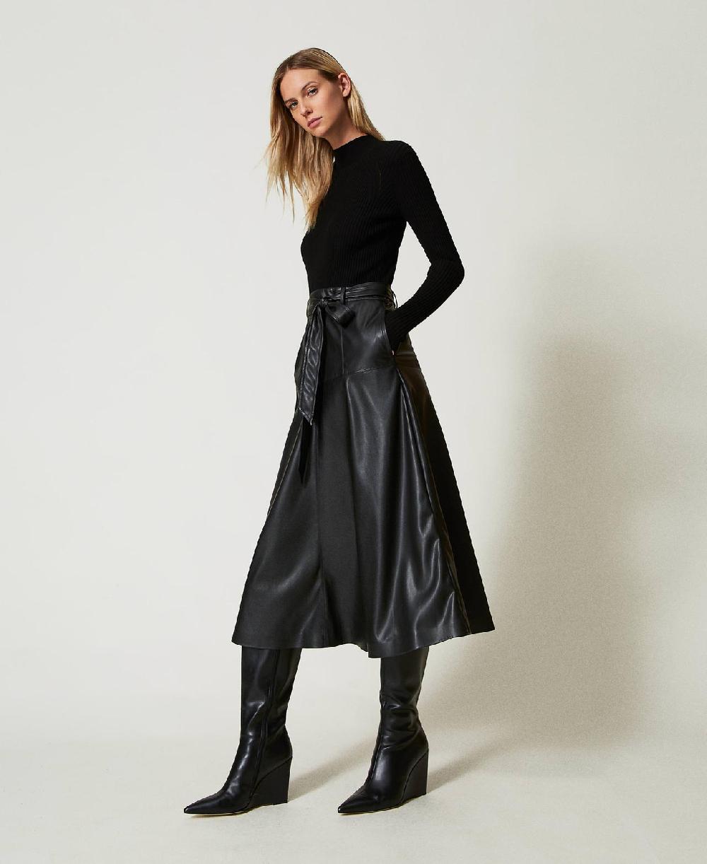 Scee by twin set Abito longuette in maglia e tessuto spalmato Outlet