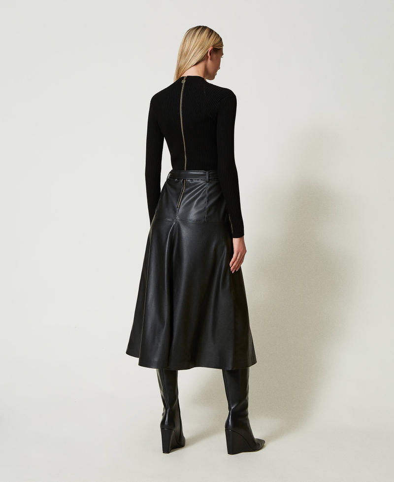 Scee by twin set Abito longuette in maglia e tessuto spalmato Outlet