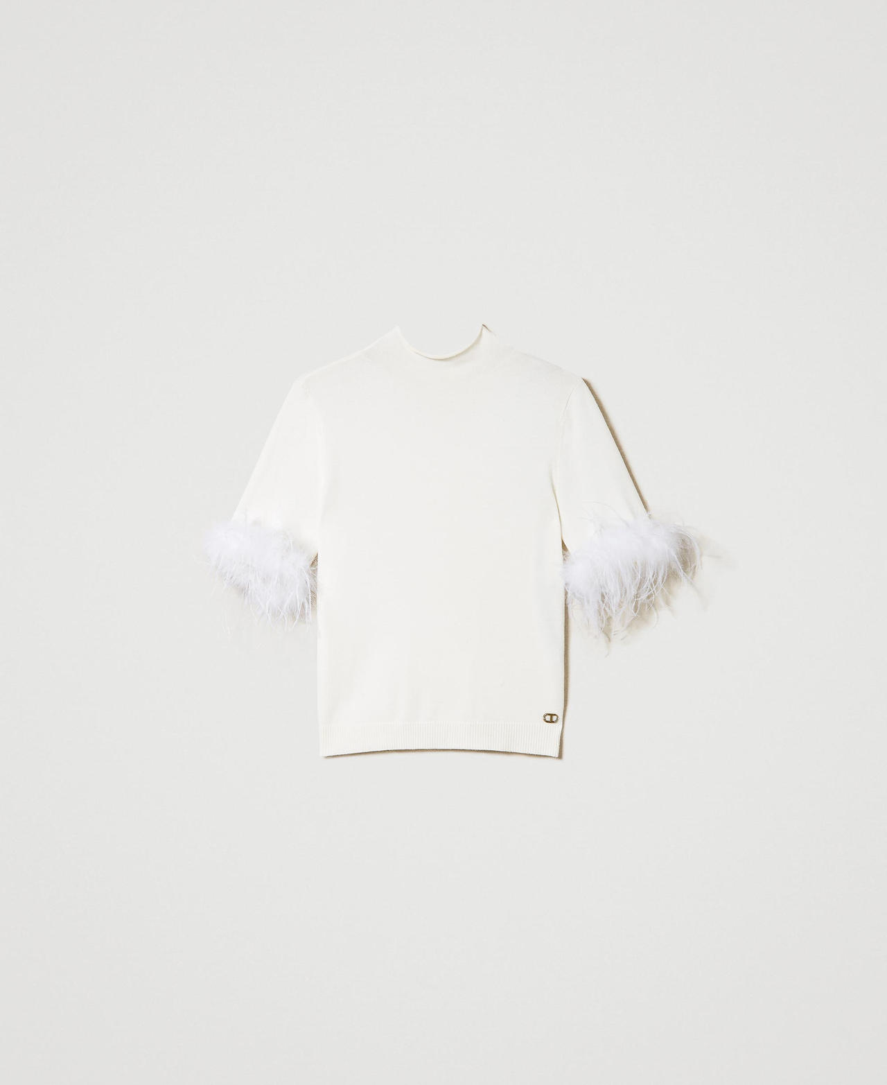 Scee by twin set Maglia lupetto con piume In Vendita